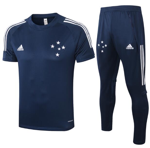 Cruzeiro Navy Short Sleeve Training Kits Shirt with Pants 2020/21